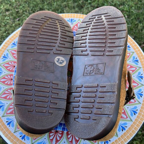 Dr Doc Martens Isham Slingback Mules Mens Sz 11 Faux Shearling Suede Pecan NEW - Picture 7 of 8